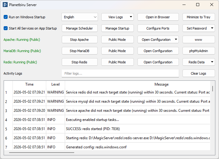 MagicServer Control Panel